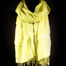 Green Fashion Scarf Solid Crinkle Scarf With Lace Tassel 100% Polyester 21 Inch X 68  21316-99094GRN