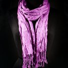 Purple Fashion Scarf Solid Crinkle Scarf Tassel 100% Polyester 16 Inch X 66 Inch + 3 I 21316-9927PUR