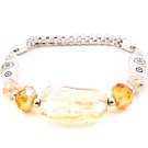 Brown Bracelet Stretch Mixed Bead Acrylic Stones Navette Texture 3 1 2 Inch Long 21412-1538RDBRO