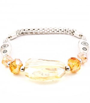 Brown Bracelet Stretch Mixed Bead Acrylic Stones Navette Texture 3 1 2 Inch Long 21412-1538RDBRO
