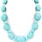 Teal Necklace Bead Fireball Various Ovals 16 Inch Long 2191014-8585TEL