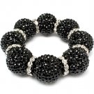 Black Bracelet Stretch Rondelle Crystal Studs Fireball 1 Inch Fireball Diameter 1 219102-784624RDBLK