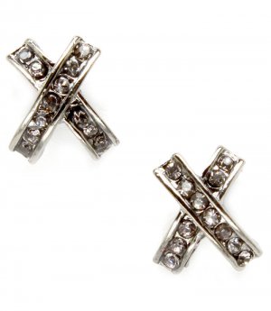 Black Earring Post Earring Crystal Studs Crossed 10 Mm Drop / 219105-0018BNBKA