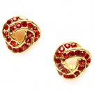 Red Earring Post Earring Crystal Studs Twisted Ribbon 10 Mm Drop / 219105-0022GDRED