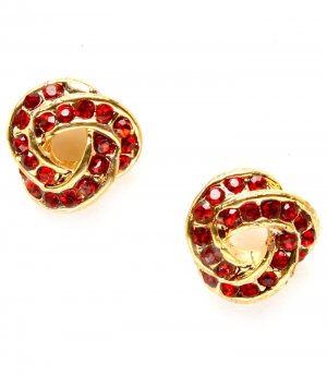 Red Earring Post Earring Crystal Studs Twisted Ribbon 10 Mm Drop / 219105-0022GDRED