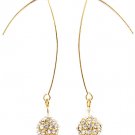 Clear Earring Linear Drop Wire Fireball Bead Crystal Studs 2 1 2 Inch Drop / 219105-3360GDCLR