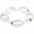 Clear Bracelet Stretch Acrylic Stones Faceted Beads 20 Mm Width / 219202-7119CLR