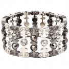 Clear Bracelet Bangle Stretch Crystal Studs Cross Metal Casting Texture 2 1 4 Inch  219202-7713TTCLR