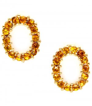 Brown Earring Post Earring Crystal Studs Rings Textures Pave Set 10 Mm Drop / 219205-0042GDBRO