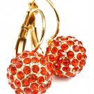 Orange Earring Fish Hook Fireball Crystal Studs Texture 12 Mm Fireball 20 Mm Drop 219205-12061GDORG