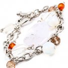 Clear Bracelet Toggle Acyrlic Stones Faceted Beads Marbles Multi Strands 7 1 2 Inch 21972-20001RDCLR