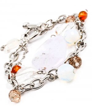 Clear Bracelet Toggle Acyrlic Stones Faceted Beads Marbles Multi Strands 7 1 2 Inch 21972-20001RDCLR