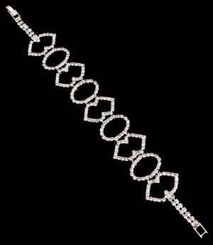 Clear Bracelet Latch Rhinestone Metal Casting Prong Set 7 Inch Long 22112-0033SVCLR
