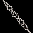 Clear Bracelet Latch Rhinestone Metal Casting Star Prong Set 7 Inch Long 22112-0038SVCLR