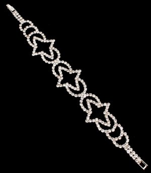Clear Bracelet Latch Rhinestone Metal Casting Star Prong Set 7 Inch Long 22112-0038SVCLR