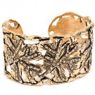 Clear Bracelet Cuff Crystal Studs Leaves Texture 1 1 2 Inch Width 23142-1085AGCLR