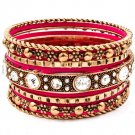 Fuschia Bracelet Bangle Stackable Crystal Studs Various Hoops Texture 1 1 2 Inch Widt 2432-7032AGFSH