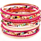 Multi Colored Bracelet Bangle Stackable Bead Chain Various Hoops Spiral Chain 2 Inch  2432-7048GDMLT