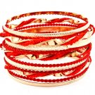 Red Bracelet Bangle Stackable Bead Chain Various Hoops Spiral Chain 2 Inch Width 2432-7048GDRED