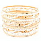 White Bracelet Bangle Stackable Bead Chain Various Hoops Spiral Chain 2 Inch Width 2432-7048GDWHT