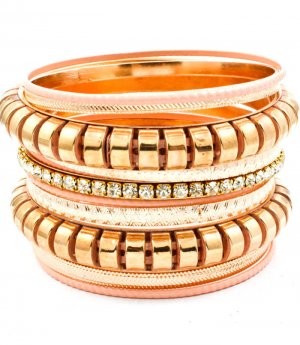Peach Bracelet Bangle Stackable Metal Casting Various Hoops Prong Set 2 Inch Width 2432-8001GDPEA
