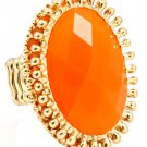 Orange Ring Adjustable Stretch Metal Casting Oval Stud Formica Faceted 1 1 2 Inch  251818-10305GDORG
