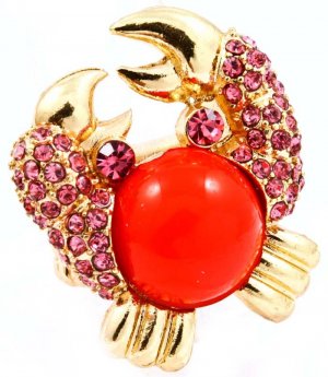 Fuschia Ring Adjustable Stretch Crystal Studs Crab Formica Cabochon 1 1 2 Inch Tal 251818-20479GDFSH