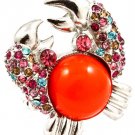 Multi Colored Ring Adjustable Stretch Crystal Studs Crab Formica Cabochon 1 1 2 In 251818-20479RDMLT