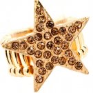 Brown Ring Adjustable Stretch Crystal Studs Star Pave Set 1 Inch Tall 251818-20487GDBRO