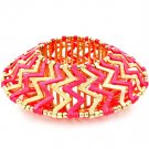 Pink Bracelet Oversized Stretch Bead Metal Casting 1 1 2 Inch Width 25182-3203GDPNK