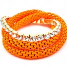 Orange Bracelet Bangle Stackable Mesh Chain Prong Set Interlaced Patina Texture 24 M 25182-3240GDORG