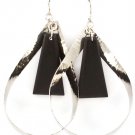Black Earring Fish Hook Tear Drop Convex Wood 2 3 4 Inch Drop 25185-3119RDBLK