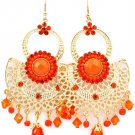 Orange Earring Fish Hook Cresent Crystal Studs Formica Studed Bead Bead Faceted 3 In 25185-5721GDORG