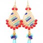 Turquoise Earring Linear Drop Fish Hook Crystal Studs Tear Rop Formica Studed Bead F 25185-5722GDTQA