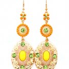 Yellow Earring Linear Drop Fish Hook Crystal Studs Formica Studed Bead Oval Cabochon 25185-5726GDYEW