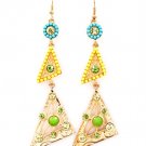 Green Earring Linear Drop Fish Hook Crystal Studs Formica Studed Bead Faceted 3 1 2  25185-5727GDGRN