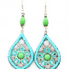 Turquoise Earring Fish Hook Tear Drop Studed Bead Formica Enamel Texture 2 1 2 Inch  25185-9214RDTUQ