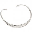 Silver Colored Necklace Metal Casting Multi Layers Flower Texture 12 Inch Around 321433-02670RDSIV