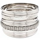 Silver Colored Bracelet Bangle Stackable Various Hoops Mesh Chain 2 1 1 4 Inch Widt 32228-41506RDSIV