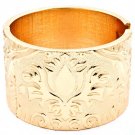 Gold Colored Bracelet Hinge Flower Print Metal Casting 1 1 2 Inch Width 32233-721163GDGOD