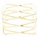 Gold Colored Bracelet Bangle Rectangular Shape Metal Casting 1 3 4 Inch Width 32234-68243GDGOD