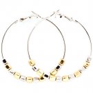 Gold Colored Earring Pin Catch Hoop Bead 2 Inch Drop 32528-43969TTGOD