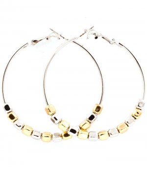 Gold Colored Earring Pin Catch Hoop Bead 2 Inch Drop 32528-43969TTGOD