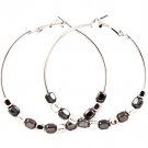 Black Earring Pin Catch Hoop Bead 2 Inch Drop 32528-43970TTBLK