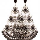 Black & White Earring Post Earring Crystal Studs Tear Drop Formica Texture 4 1 4 Inc 32529-3541SOBKW