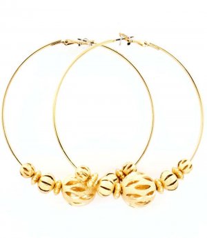 Gold Colored Earring Pin Catch Hoop Mixed Bead Glitter Stone 3 Inch Drop 32535-01494GDGOD