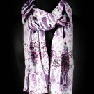 Purple Fashion Scarf Flower Print 100% Viscose 18 Inch X 72 Inch / 410166-99221PUR