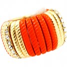Orange Ring Adjustable Stretch Crystal Studs Acrylic 16 Mm Tall 411518-0046GDORG