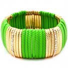 Green Bracelet Stretch Crystal Studs Acrylic 1 Inch Width 41152-0069GDGRN