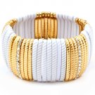 White Bracelet Stretch Crystal Studs Acrylic 1 Inch Width 41152-0069GDWHT